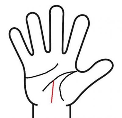 運命線が頭脳線で止まる