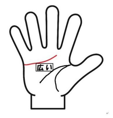 感情線と頭脳線の間が広い