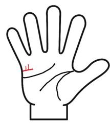 結婚線上に上向きの縦線